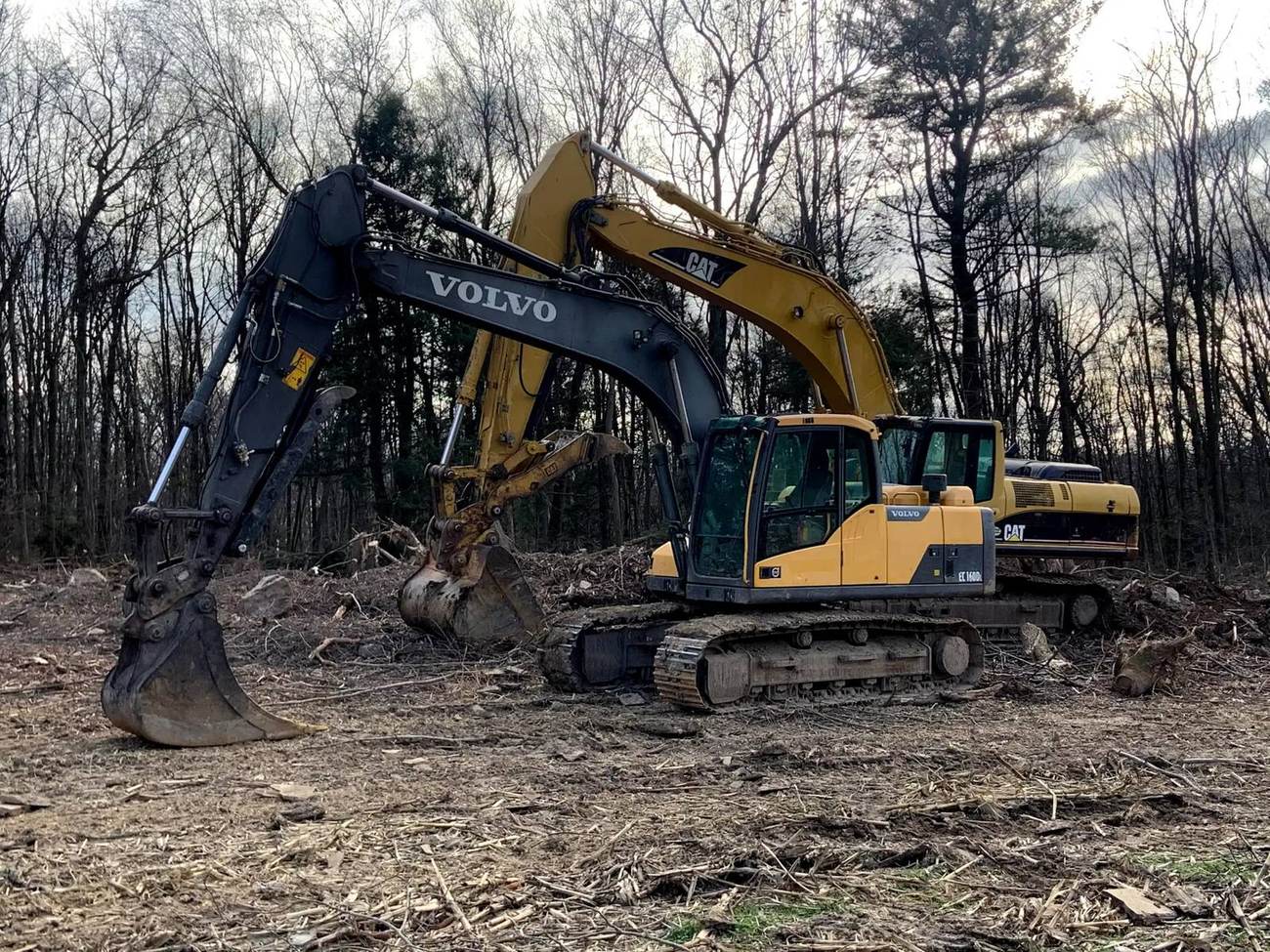 Excavators clearing a commercial site in Schuylkill County, PA